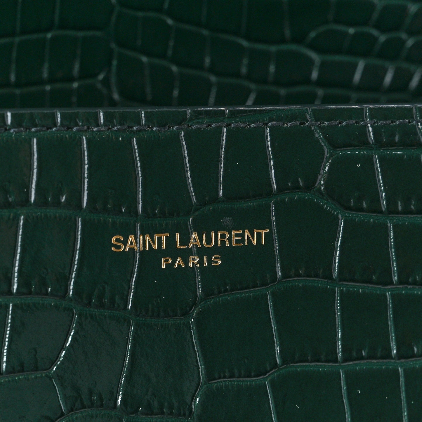 Calfskin Crocodile Embossed Mini Classic Monogram Cassandra Top Handle Green