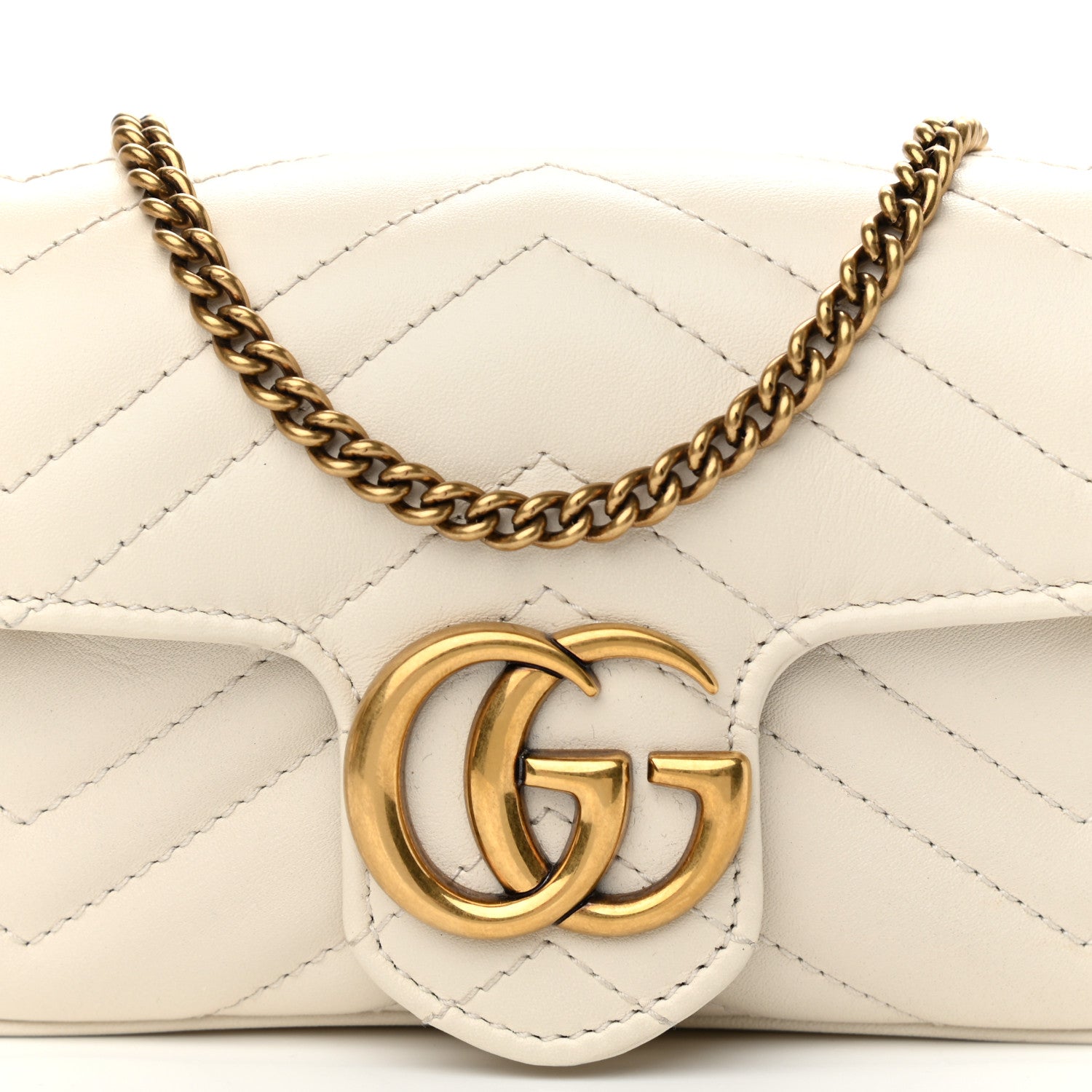 Gucci Calfskin Matelasse Super Mini GG Marmont Shoulder Bag White 8 of 10