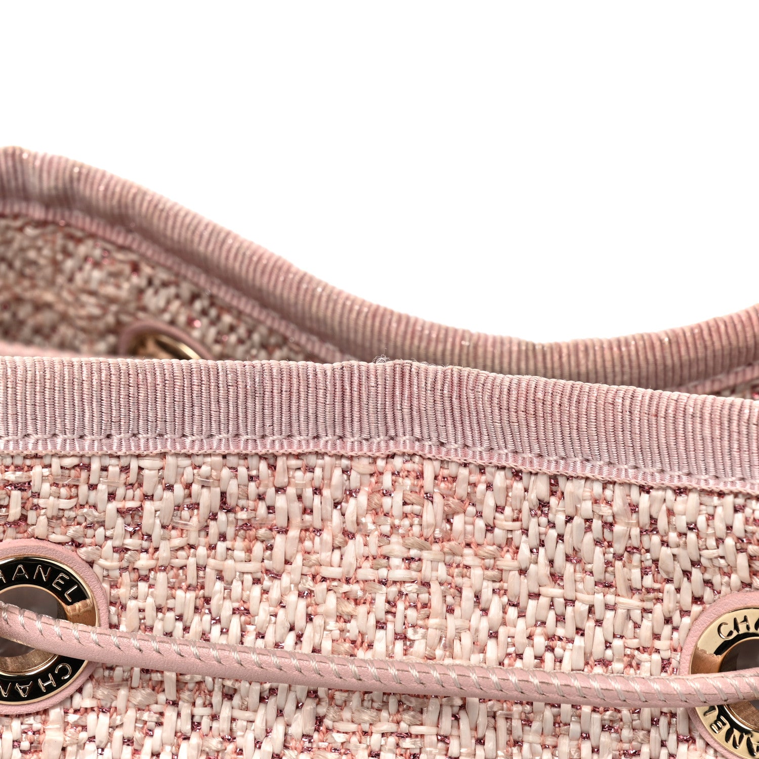Chanel Lurex Boucle Deauville Drawstring Bag Pink 13 of 14