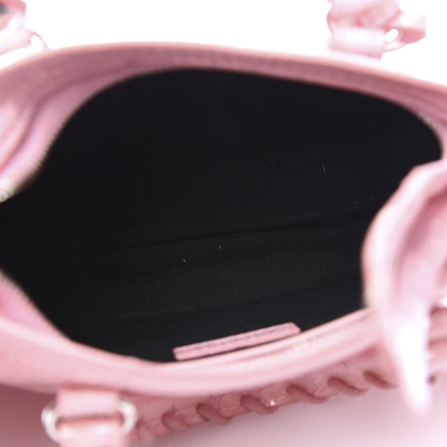 Patent Crocodile Embossed Classic Silver Hardware Nano City Light Pink