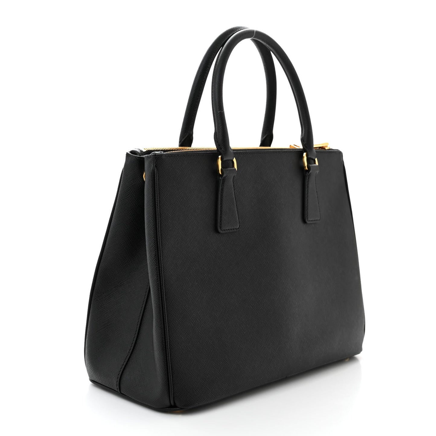 Saffiano Medium Galleria Double Zip Tote Black