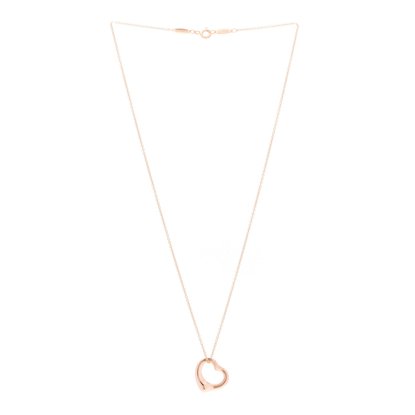 18K Rose Gold 16mm Elsa Peretti Open Heart Pendant Necklace