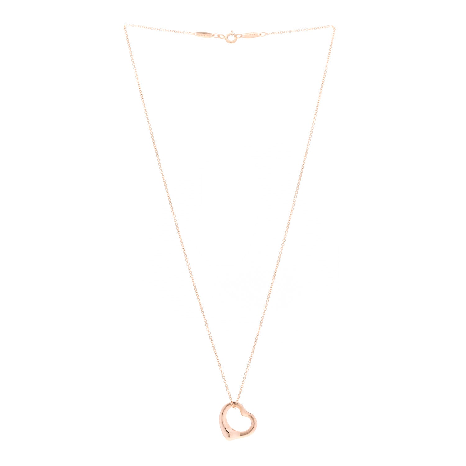 Tiffany 18K Rose Gold 16mm Elsa Peretti Open Heart Pendant Necklace 3 of 6