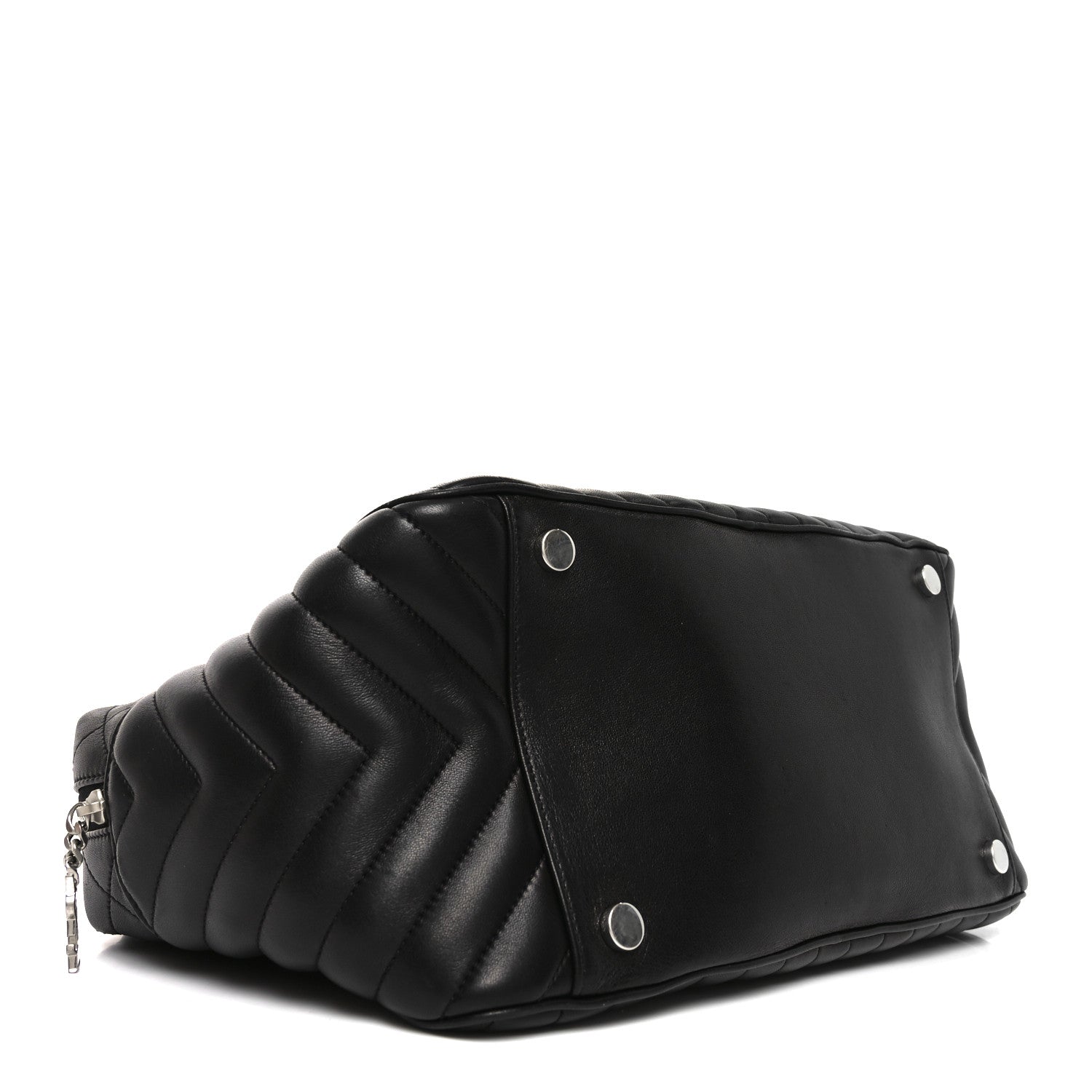 Saint Laurent Lambskin Mixed Matelasse Joan Bowling Bag Black 4 of 10