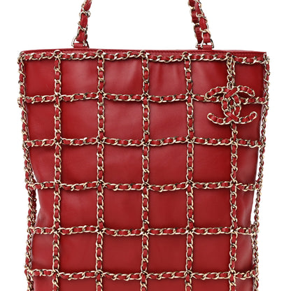 Chanel Lambskin Large Shopping Chain Tote Red 8 of 11