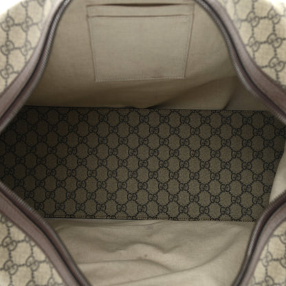 Gucci GG Supreme Monogram Textured Dollar Calfskin Web Medium Ophidia Carry-On Duffle Bag Beige Ebony New Acero 5 of 13