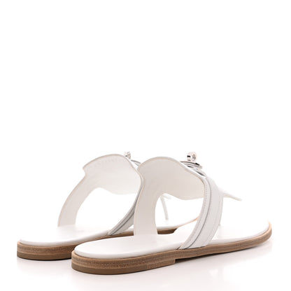 Hermes Calfskin Womens Elixir Sandals 38 White 4 of 8