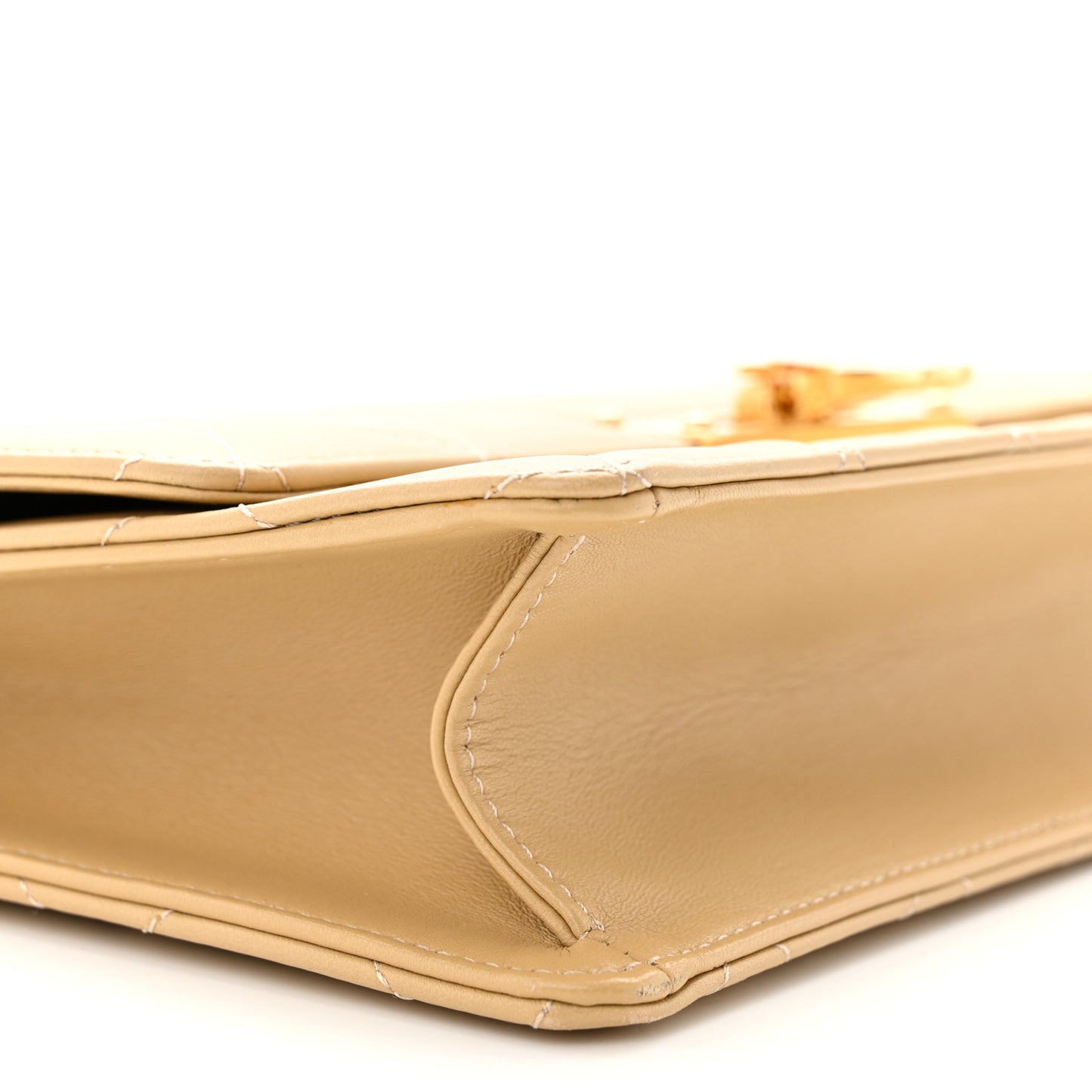 Lambskin Quilted Large Golden Class Flap Beige