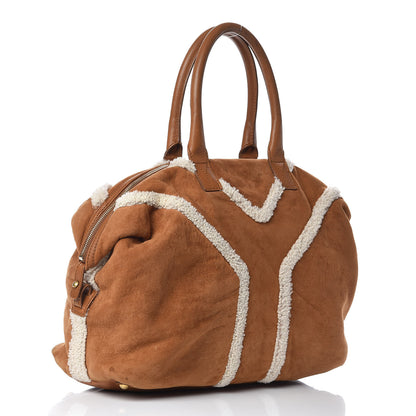 Saint Laurent Suede Shearling Medium Easy Sac Tan 3 of 15