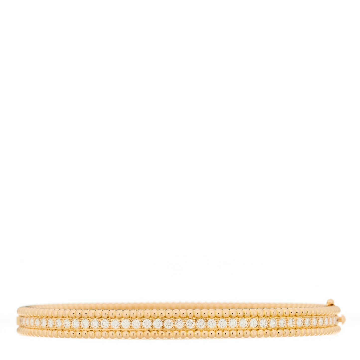 18K Yellow Gold Diamond Perlee 1-Row Bangle Bracelet L