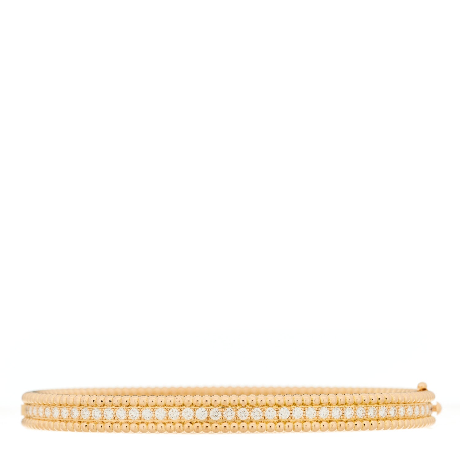 Van Cleef & Arpels 18K Yellow Gold Diamond Perlee 1-Row Bangle Bracelet L 1 of 3