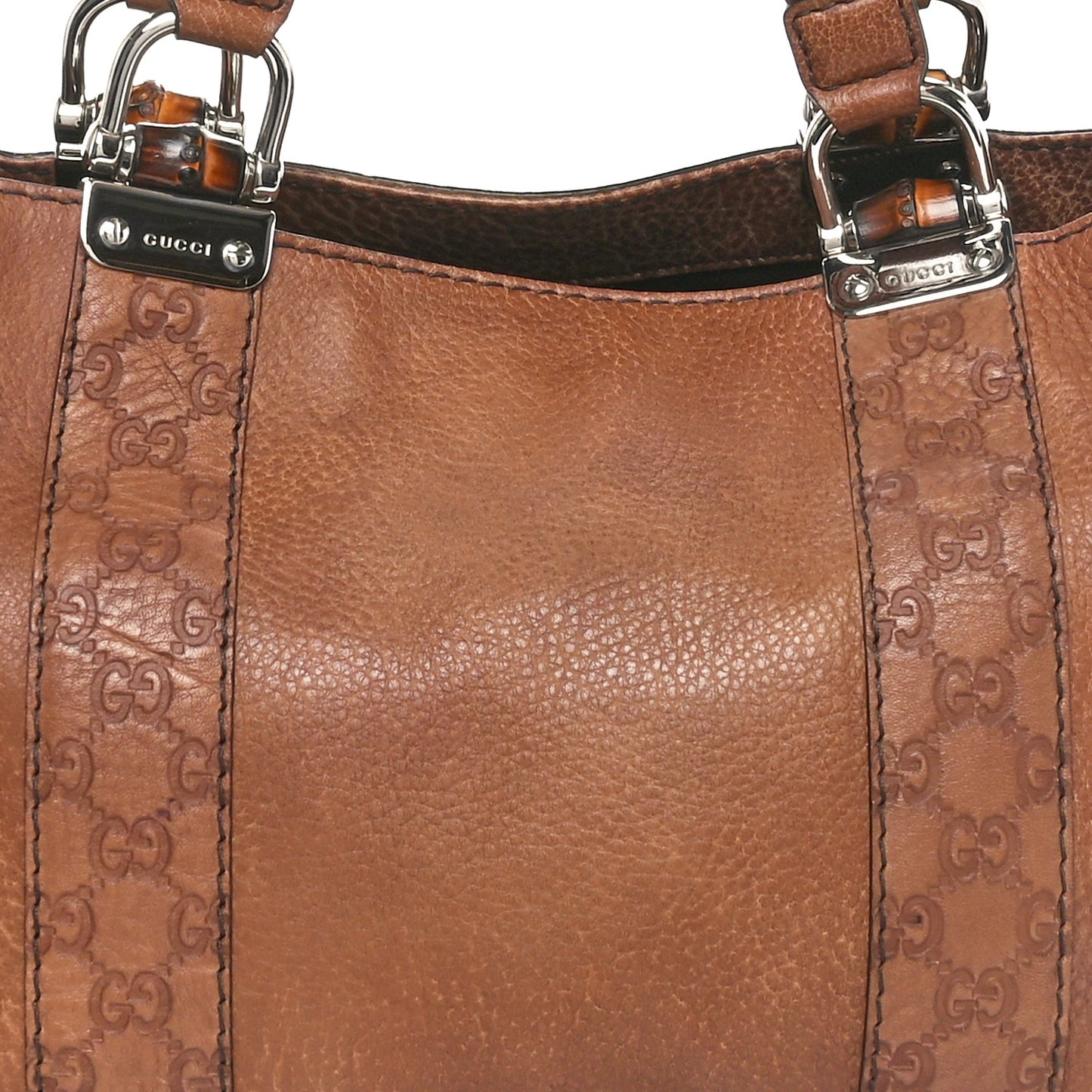 Calfskin Medium Bamboo Bar Tote Bag Brown