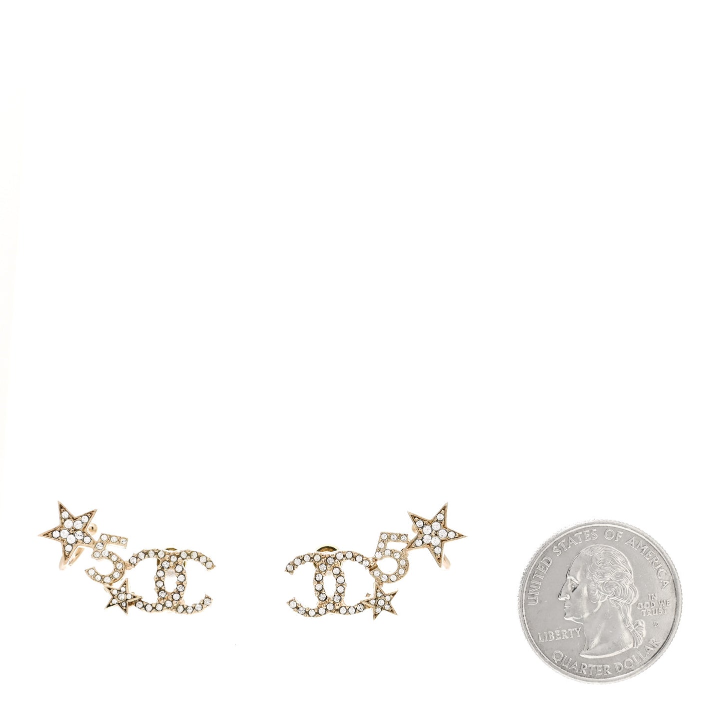Crystal Star 5 CC Earrings Gold