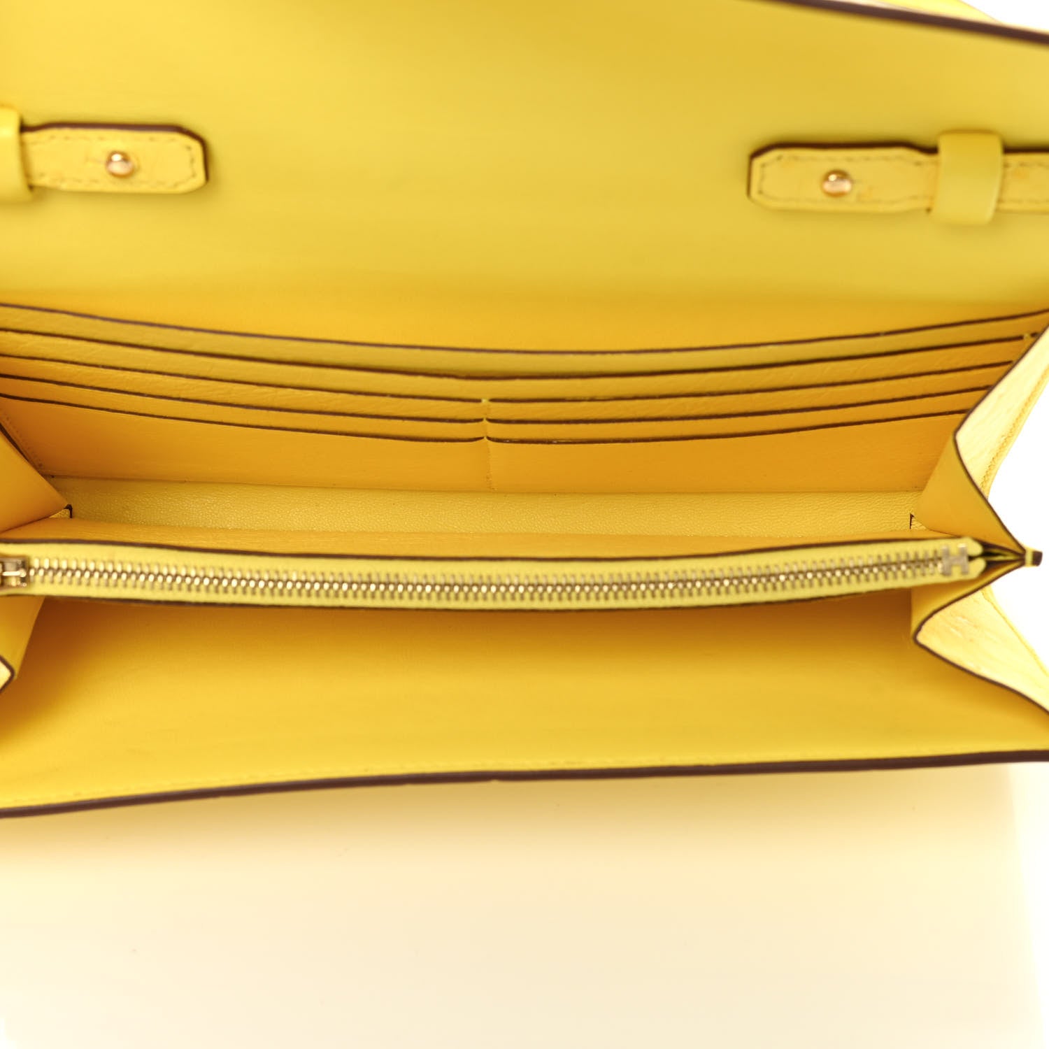 Hermes Ostrich Constance Long Wallet To Go Jaune Citron 5 of 11
