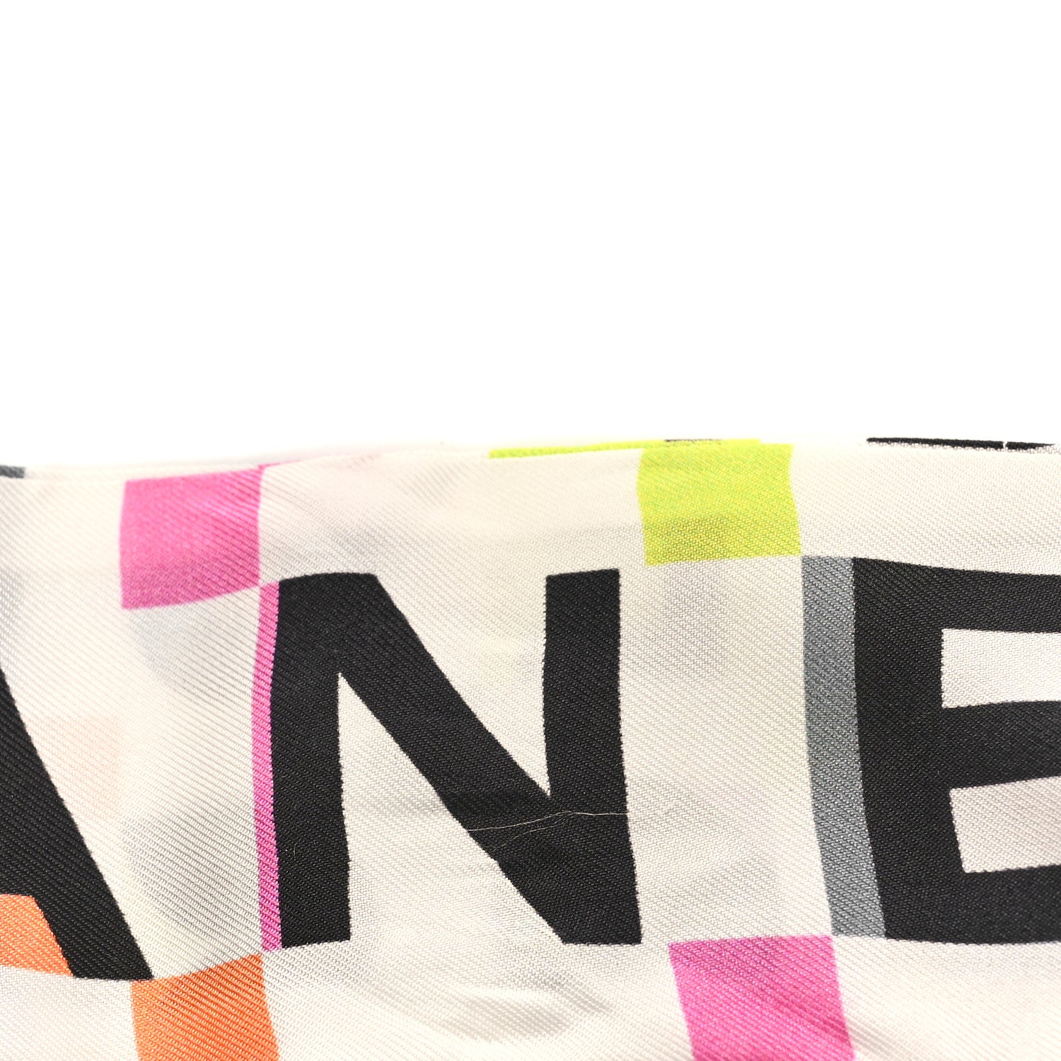 Chanel Silk Logo Slim Bandeau Scarf White Black Orange 7 of 8