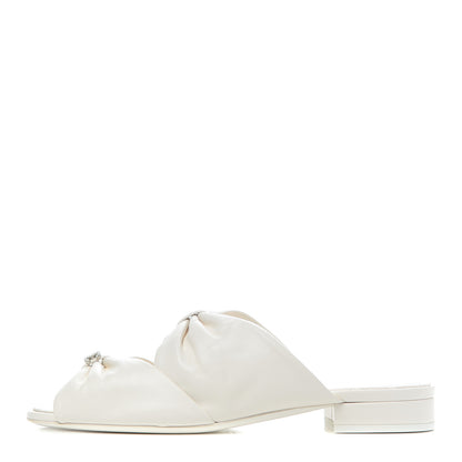 Chanel Lambskin Pearl Bow CC Flat Sandals 38 White 1 of 17