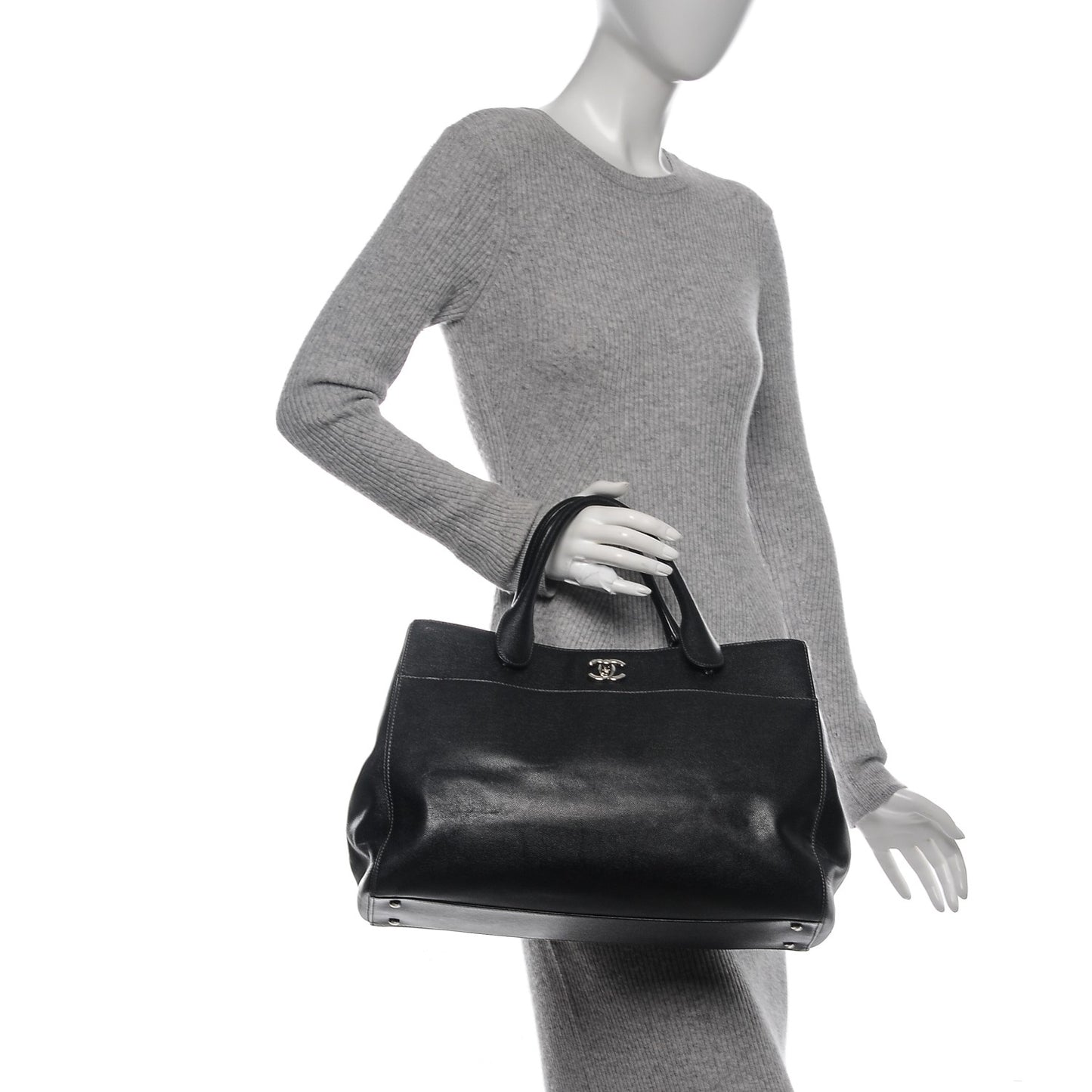 Caviar Medium Cerf Executive Shopper Tote Black