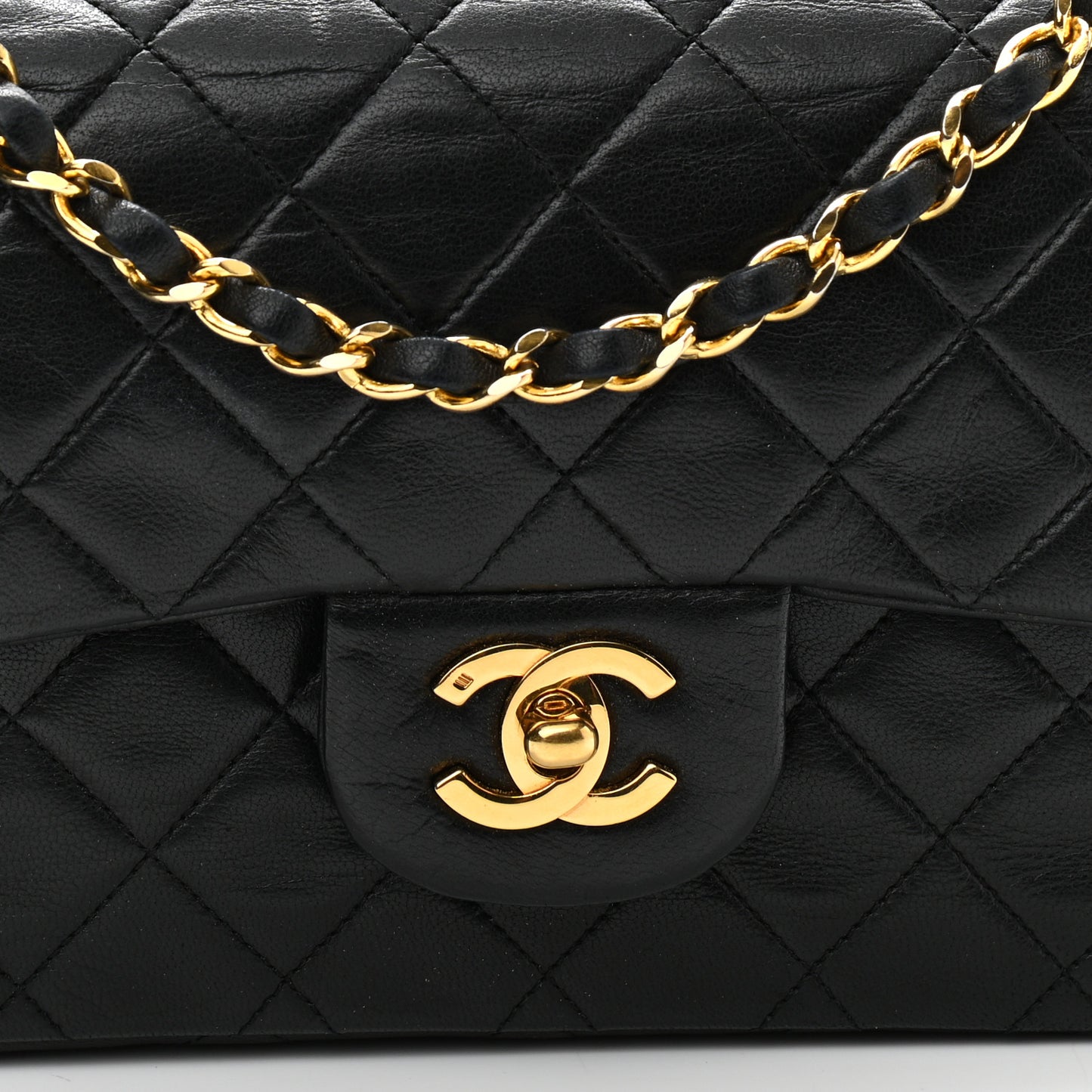 Lambskin Quilted Small Double Flap Black