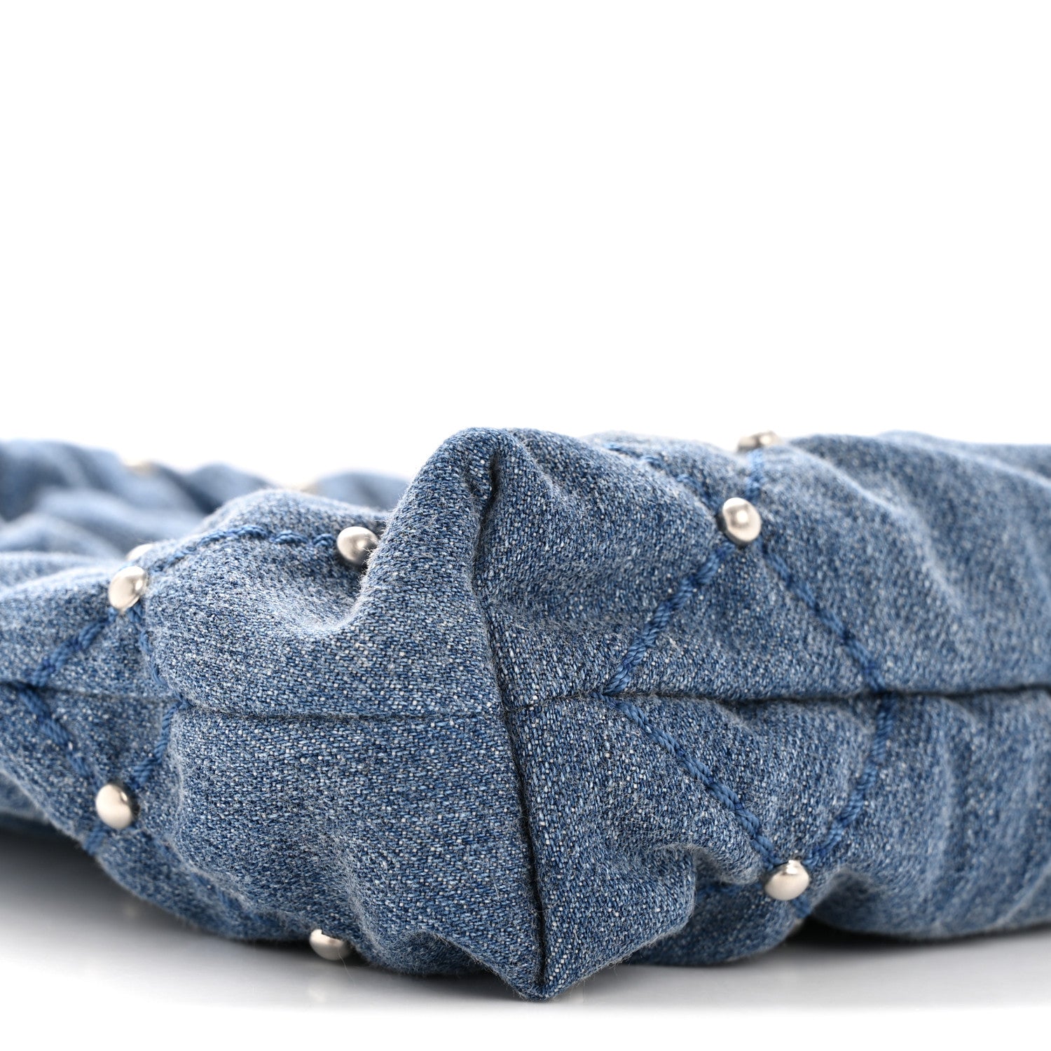 Chanel Washed Denim Quilted Studded Mini Chanel 22 Blue 9 of 10
