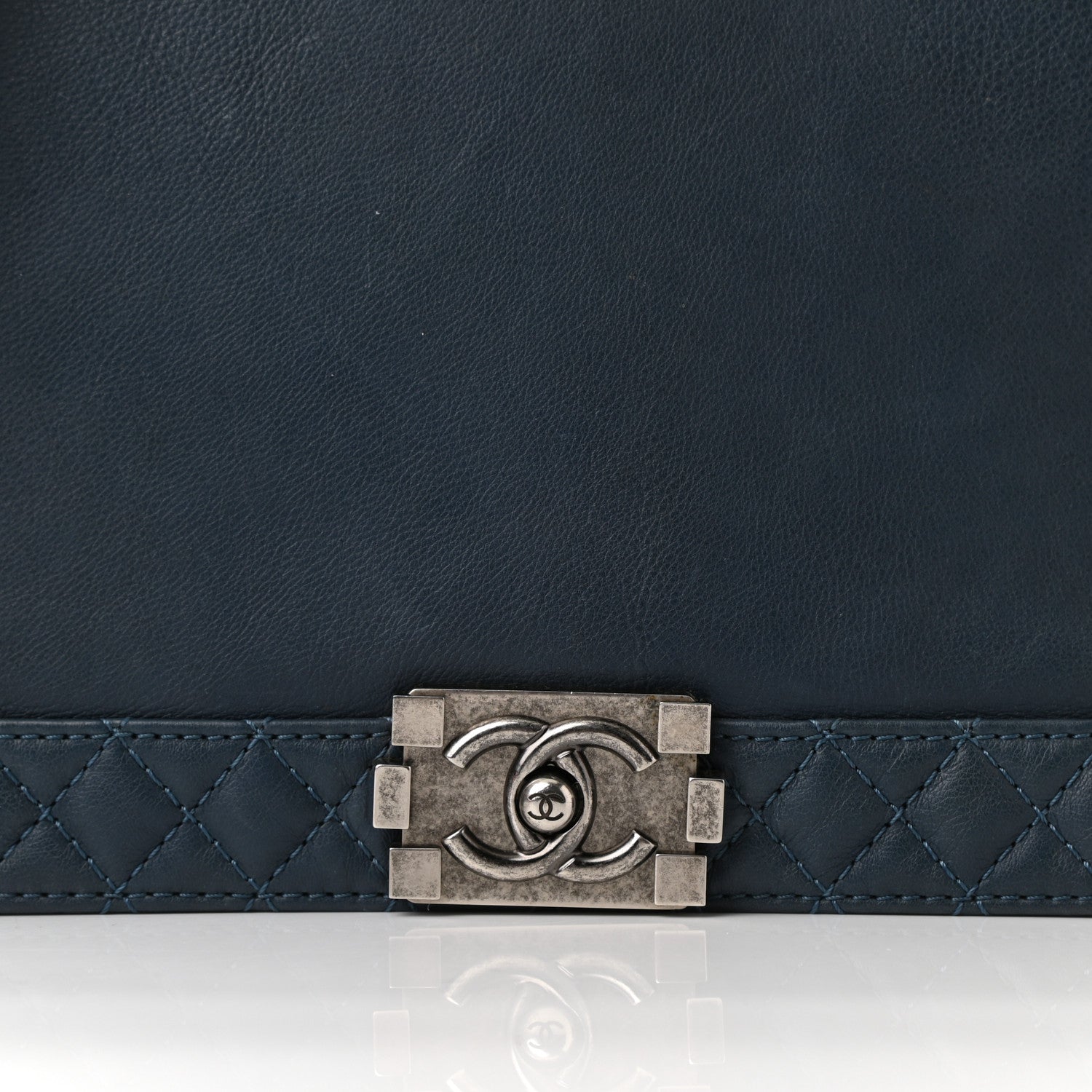 Chanel Calfskin Large Boy Reverso Flap Dark Blue 8 of 10