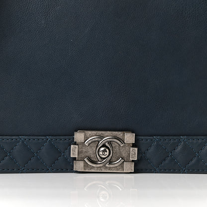 Chanel Calfskin Large Boy Reverso Flap Dark Blue 8 of 10
