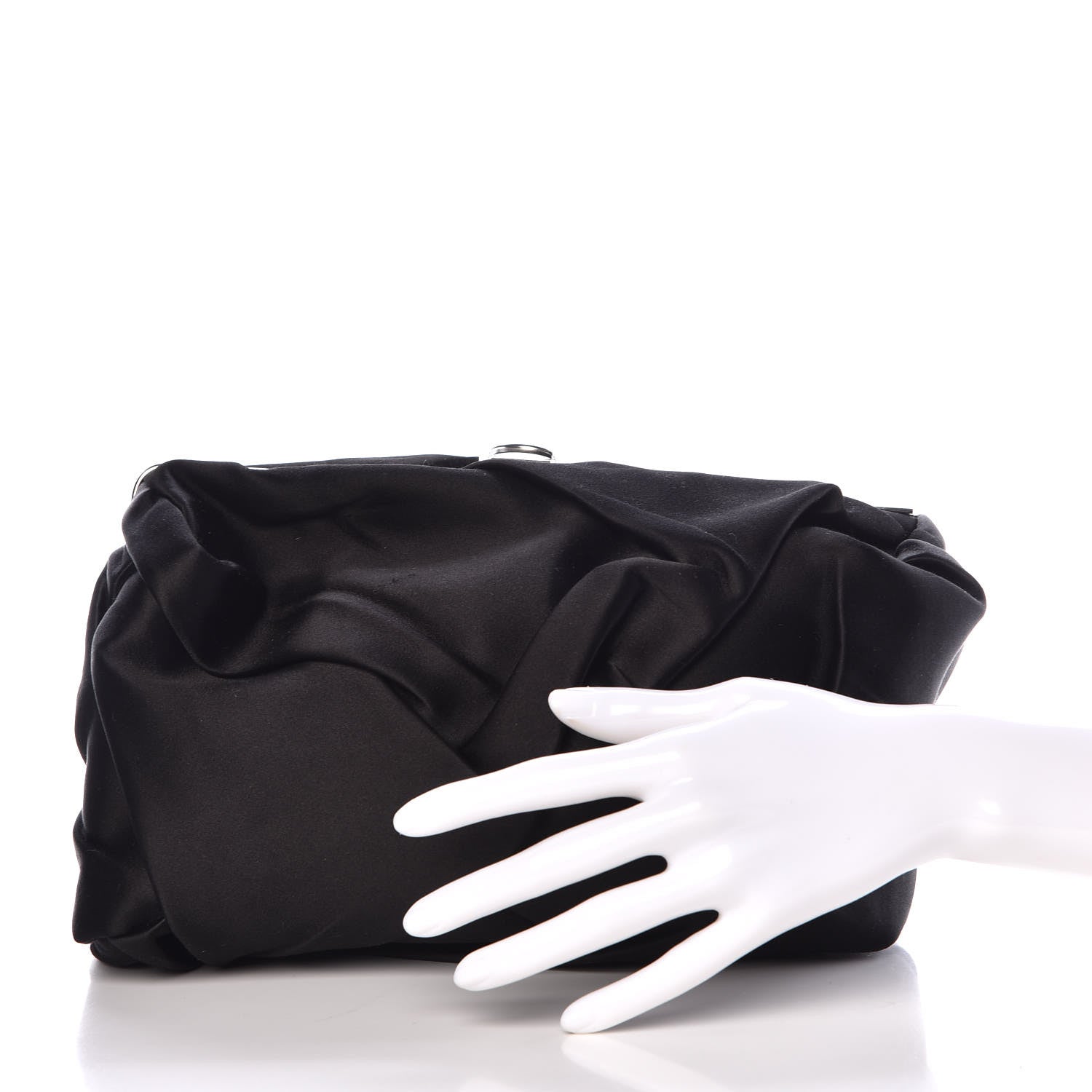 Proenza Schouler Satin Ruffle Frame Clutch Black 2 of 8