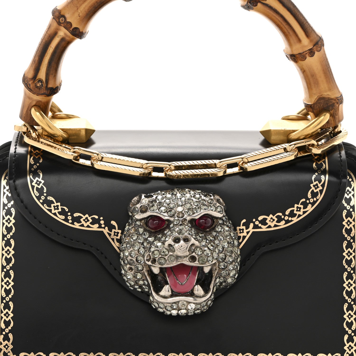Gucci Calfskin Bamboo Mini Thiara Top Handle Bag Black 8 of 15