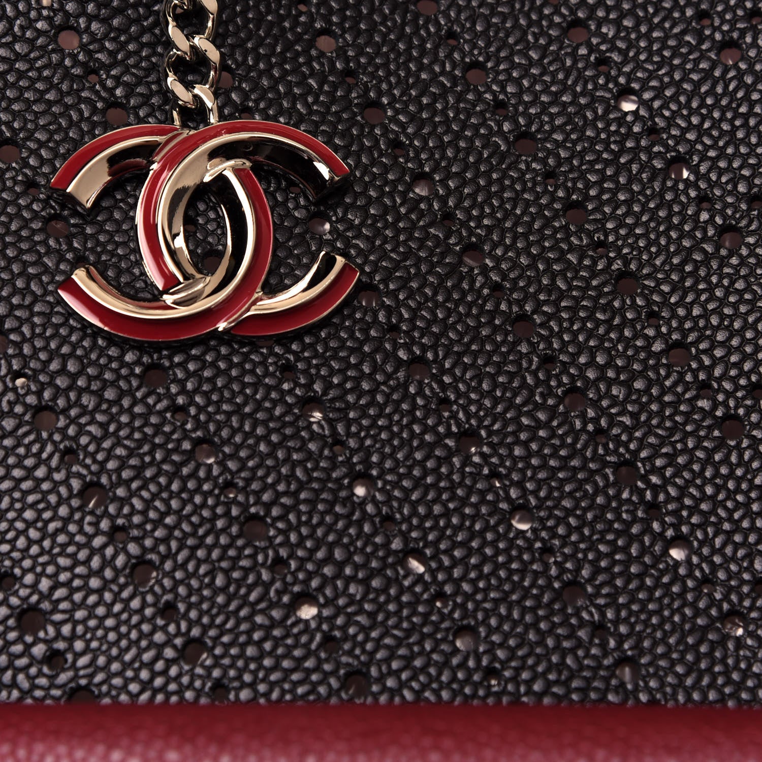 Chanel Perforated Grained Calfskin Large Shopping Tote Black 9 of 13