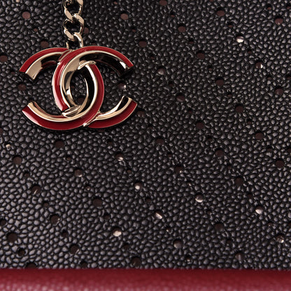 Chanel Perforated Grained Calfskin Large Shopping Tote Black 9 of 13