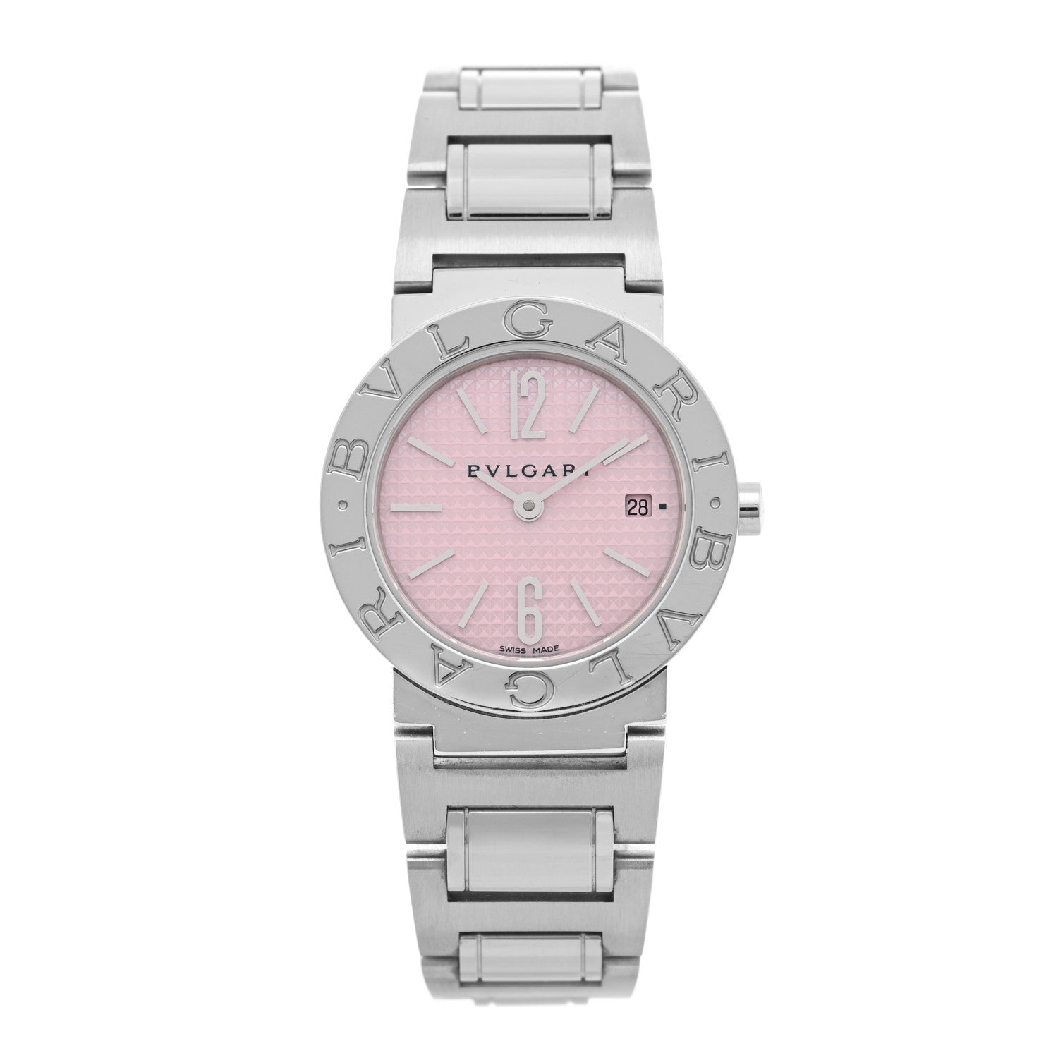 Bulgari Stainless Steel Pink Mother of Pearl 26mm Quartz Watch 1 of 4