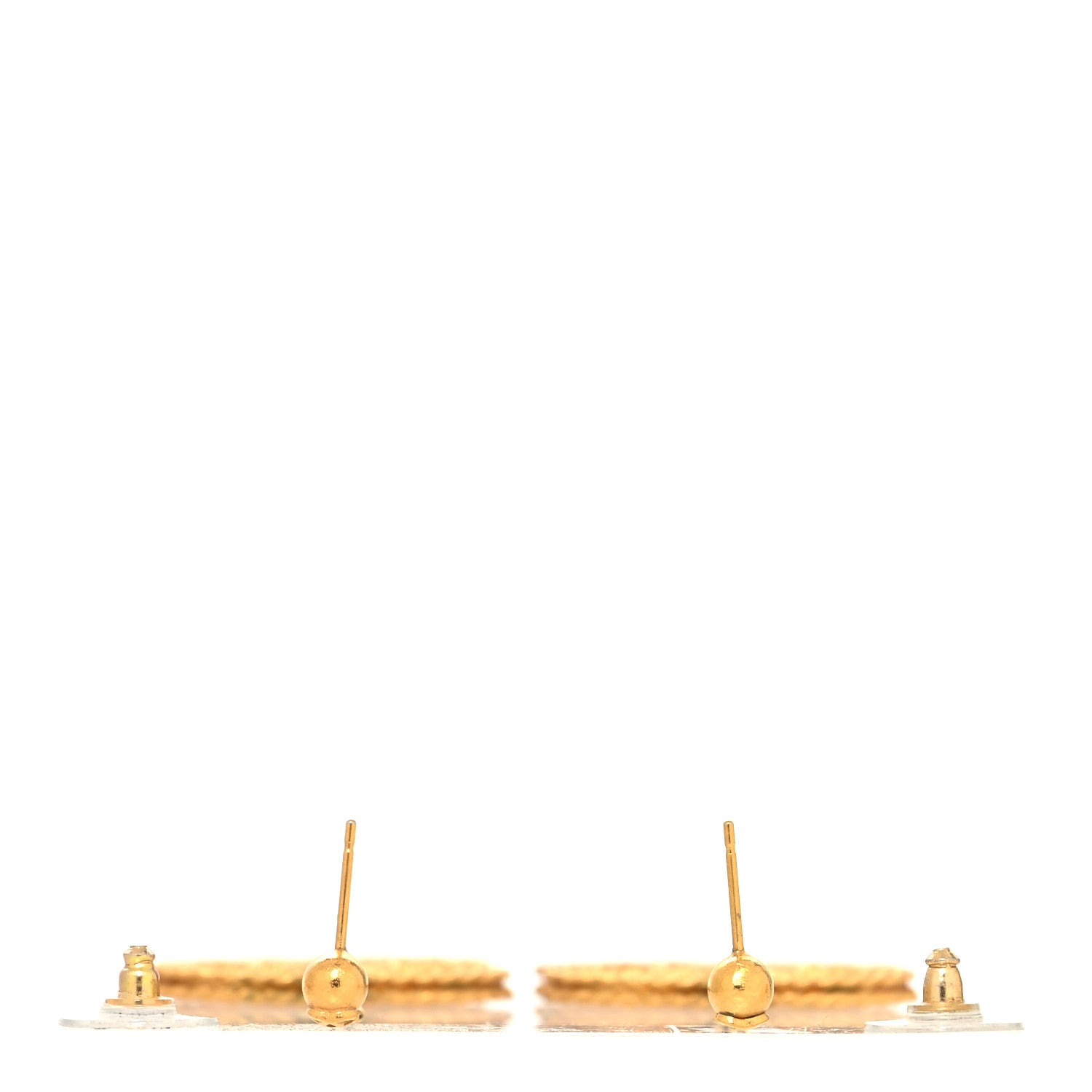 Chanel CC Drop Earrings Matte Gold 3 of 4