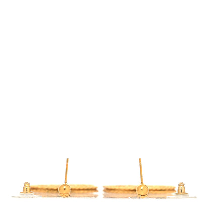 Chanel CC Drop Earrings Matte Gold 3 of 4