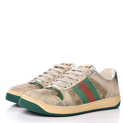 Gucci GG Monogram Nubuck Web Mens Screener Sneakers 7.5 New Sand Dusty Milk Vintage Green 3 of 10