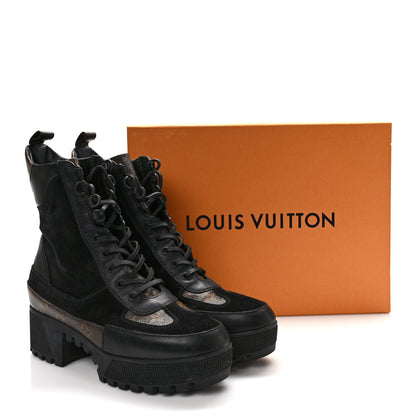 Louis Vuitton Suede Calfskin Monogram Laureate Platform Desert Boots 39 Black 9 of 9