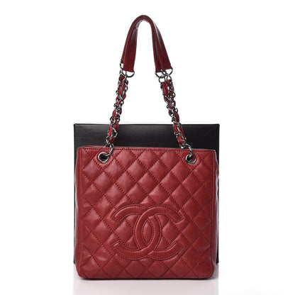 Chanel Calfskin Quilted Petit Shopping Tote PST Dark Red 14 of 14