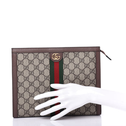 Gucci GG Supreme Monogram Web Ophidia Pouch Brown 2 of 7