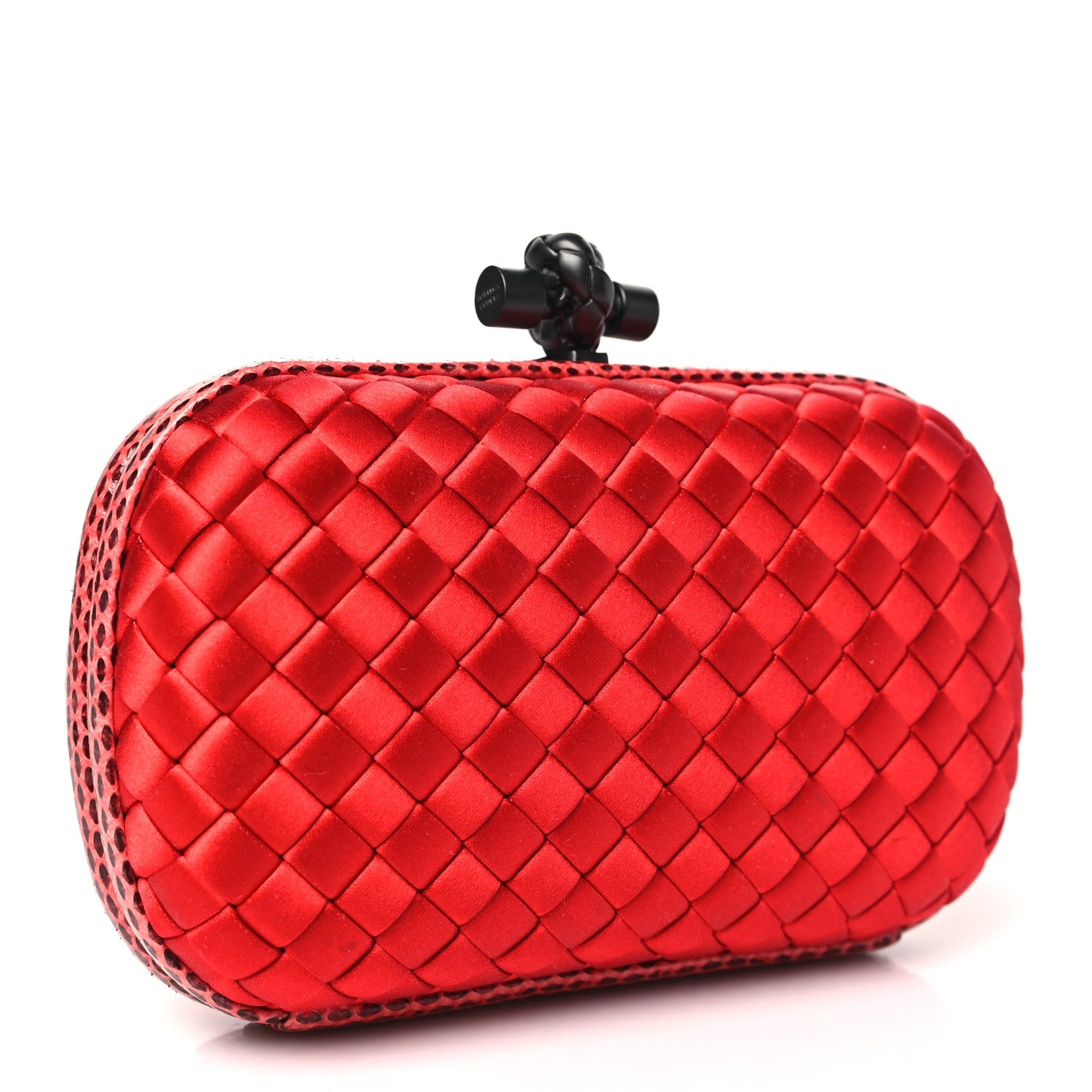 Bottega Veneta Satin Intreccio Impero Ayers Knot Clutch Red 3 of 7