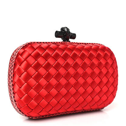 Bottega Veneta Satin Intreccio Impero Ayers Knot Clutch Red 3 of 7