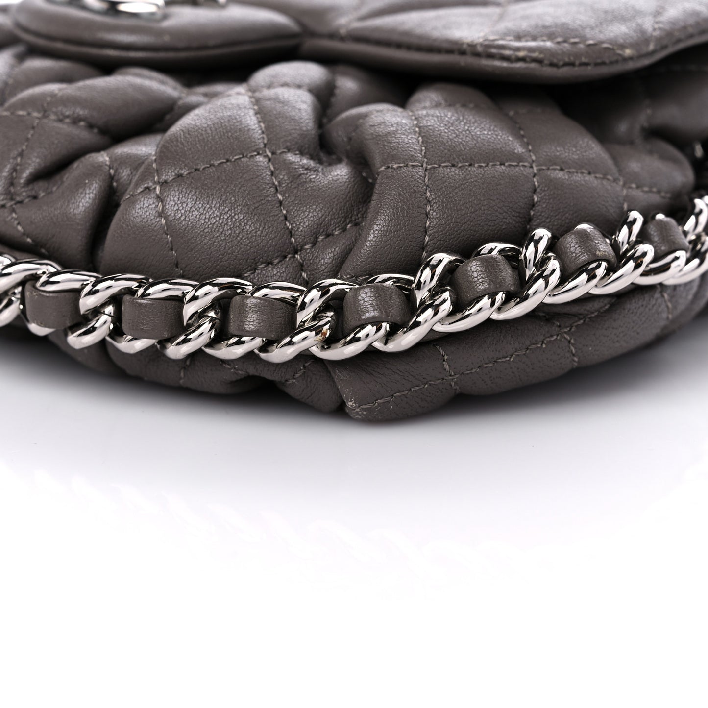 Washed Lambskin Quilted Mini Chain Around Flap Taupe