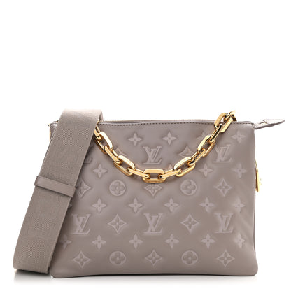 Louis Vuitton Lambskin Embossed Monogram Coussin PM Grey 1 of 8