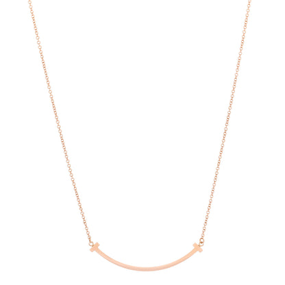 Tiffany 18K Rose Gold Small T Smile Pendant Necklace 1 of 6