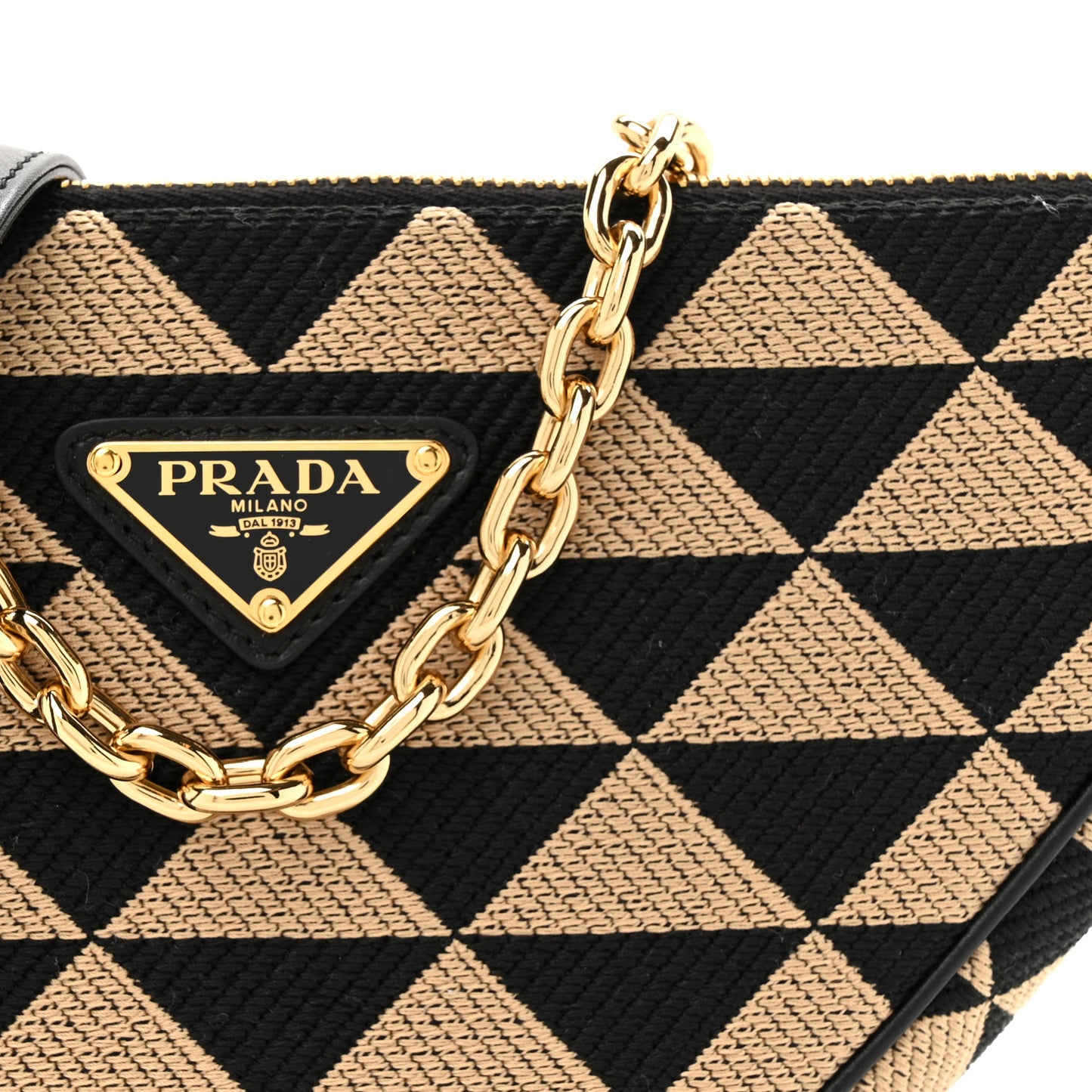 Jacquard Triangolo Symbole Embroidered Mini Triangle Bag Black Corda
