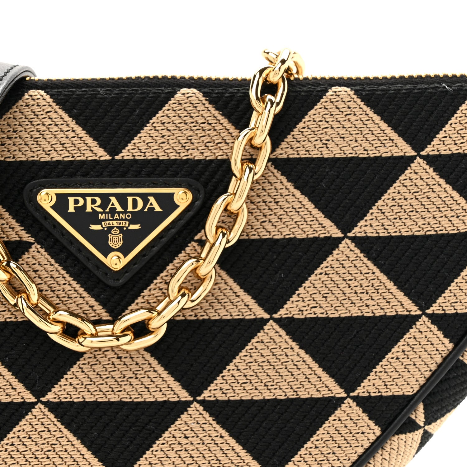 Prada Jacquard Triangolo Symbole Embroidered Mini Triangle Bag Black Corda 7 of 10