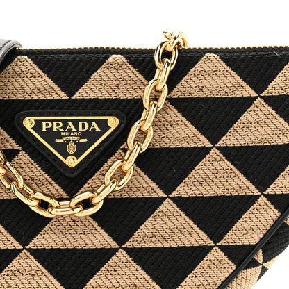 Prada Jacquard Triangolo Symbole Embroidered Mini Triangle Bag Black Corda 7 of 10