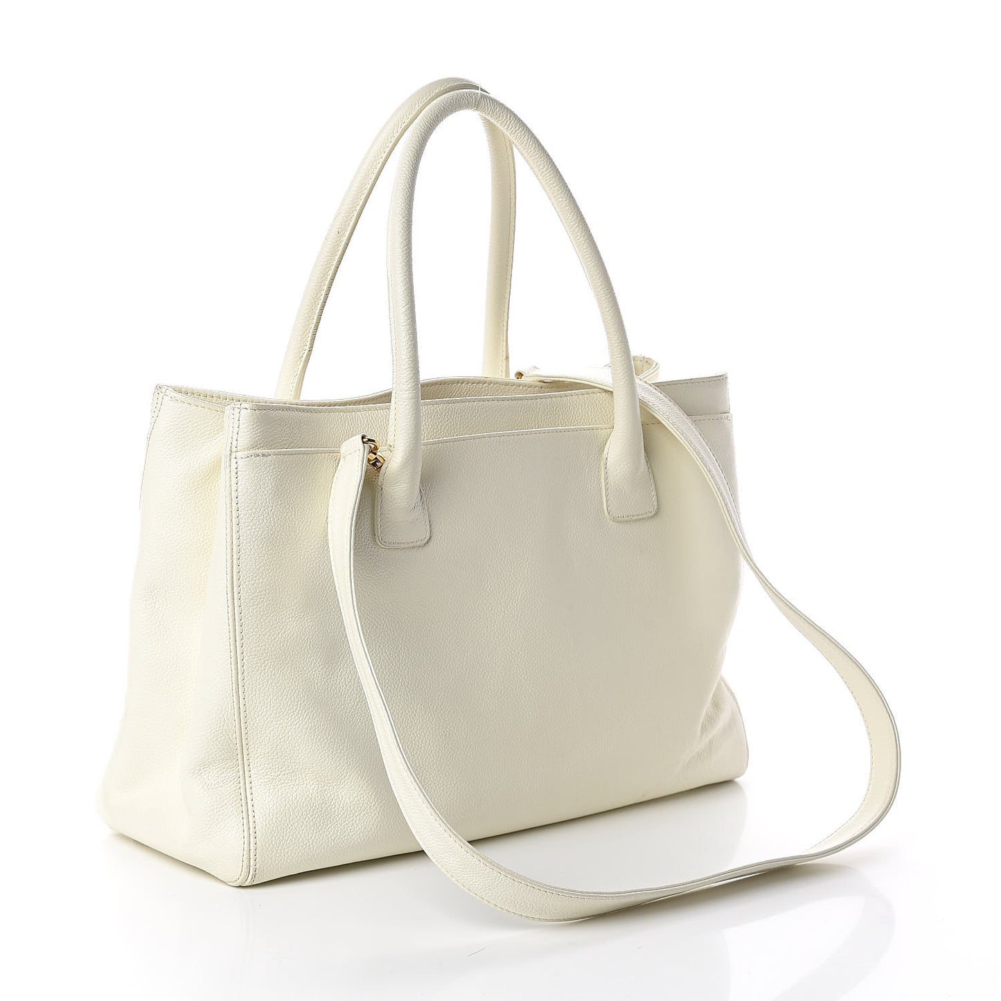 Calfskin Cerf Executive Shopper Tote White