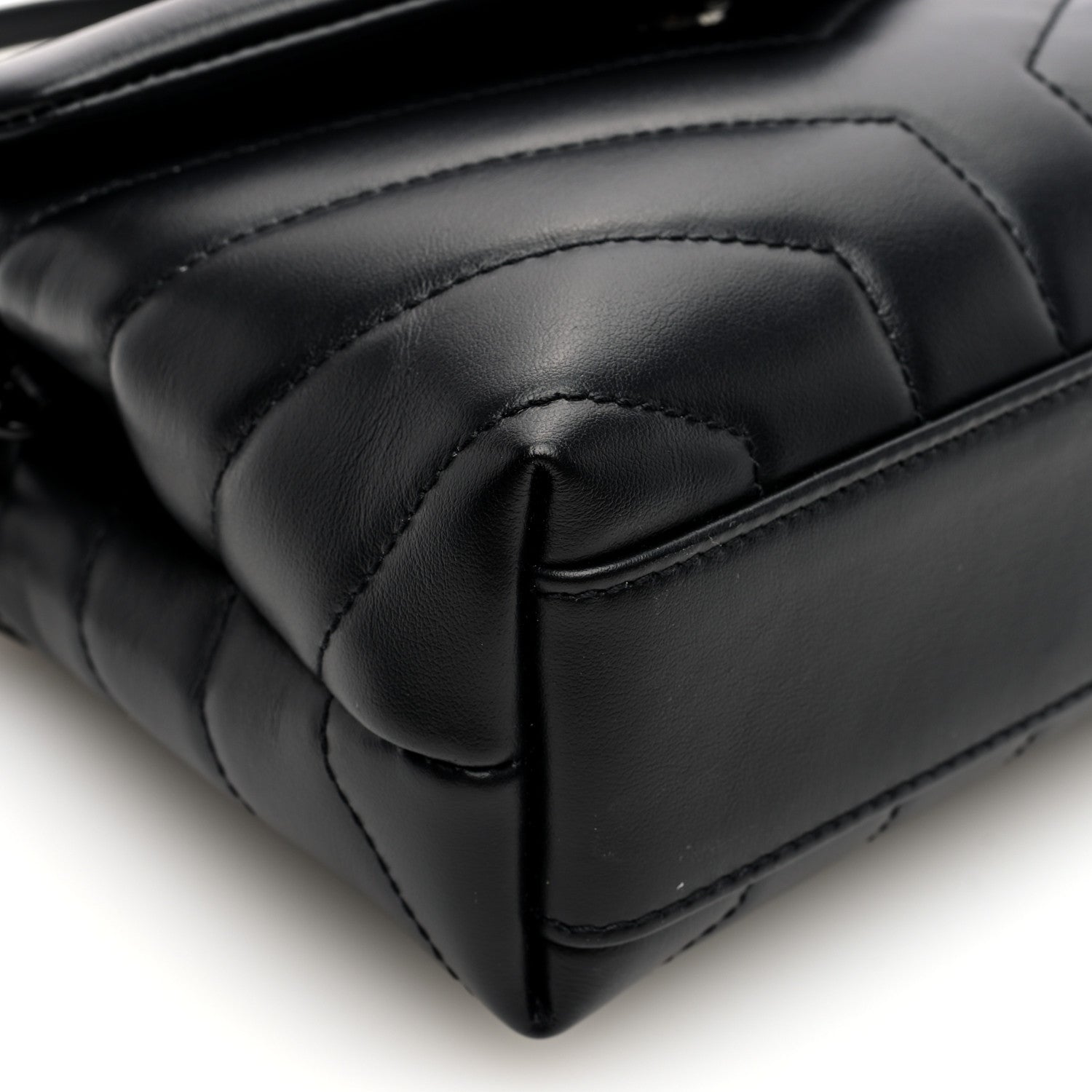 Saint Laurent Calfskin Y Quilted Monogram Monochrome Toy Loulou Crossbody Bag Black 8 of 9
