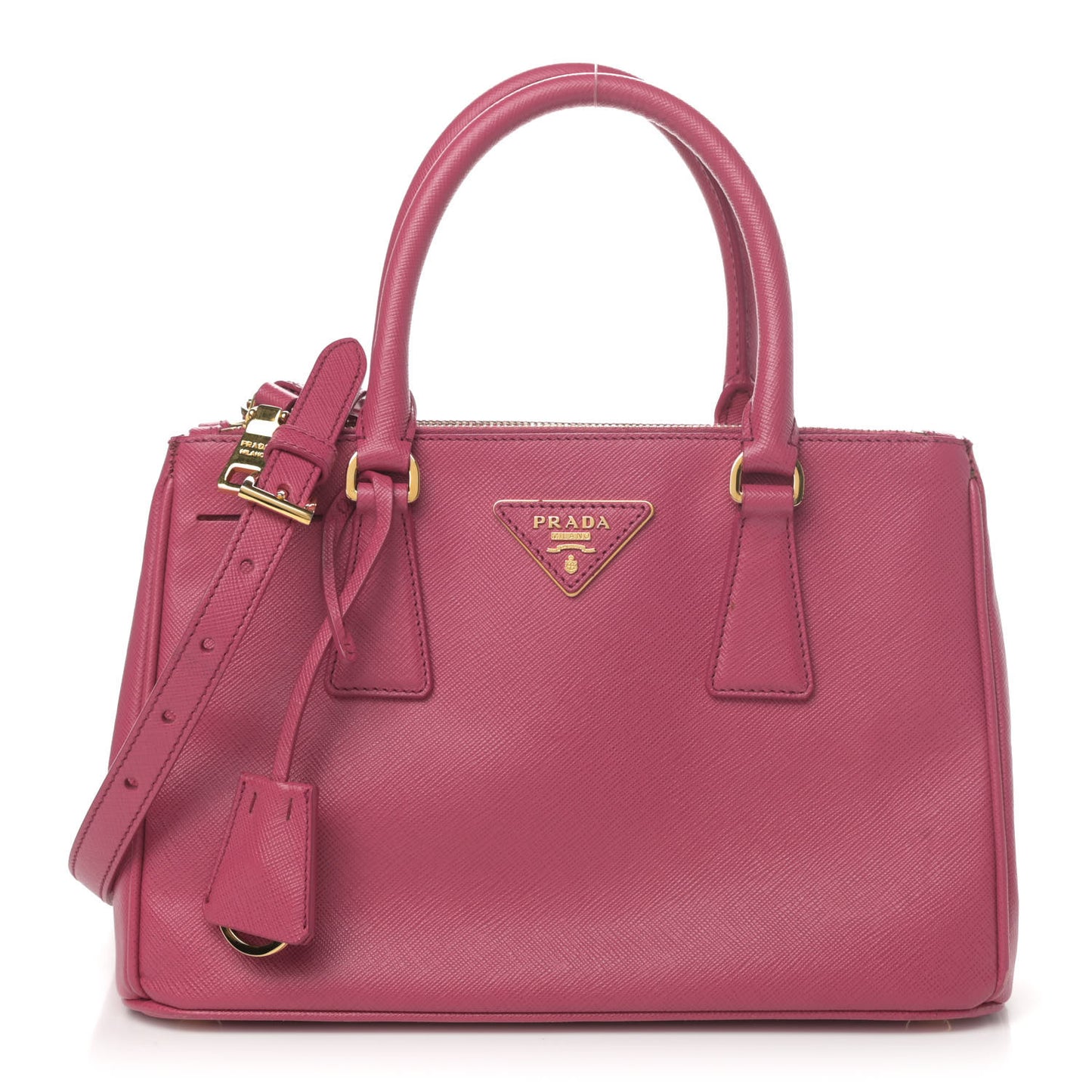 Saffiano Lux Small Galleria Double Zip Tote Fuxia