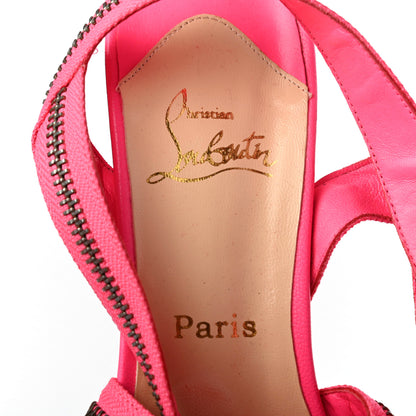 Christian Louboutin Fabric Rodita Zipper Platform Sandals 38.5 Pink 7 of 9
