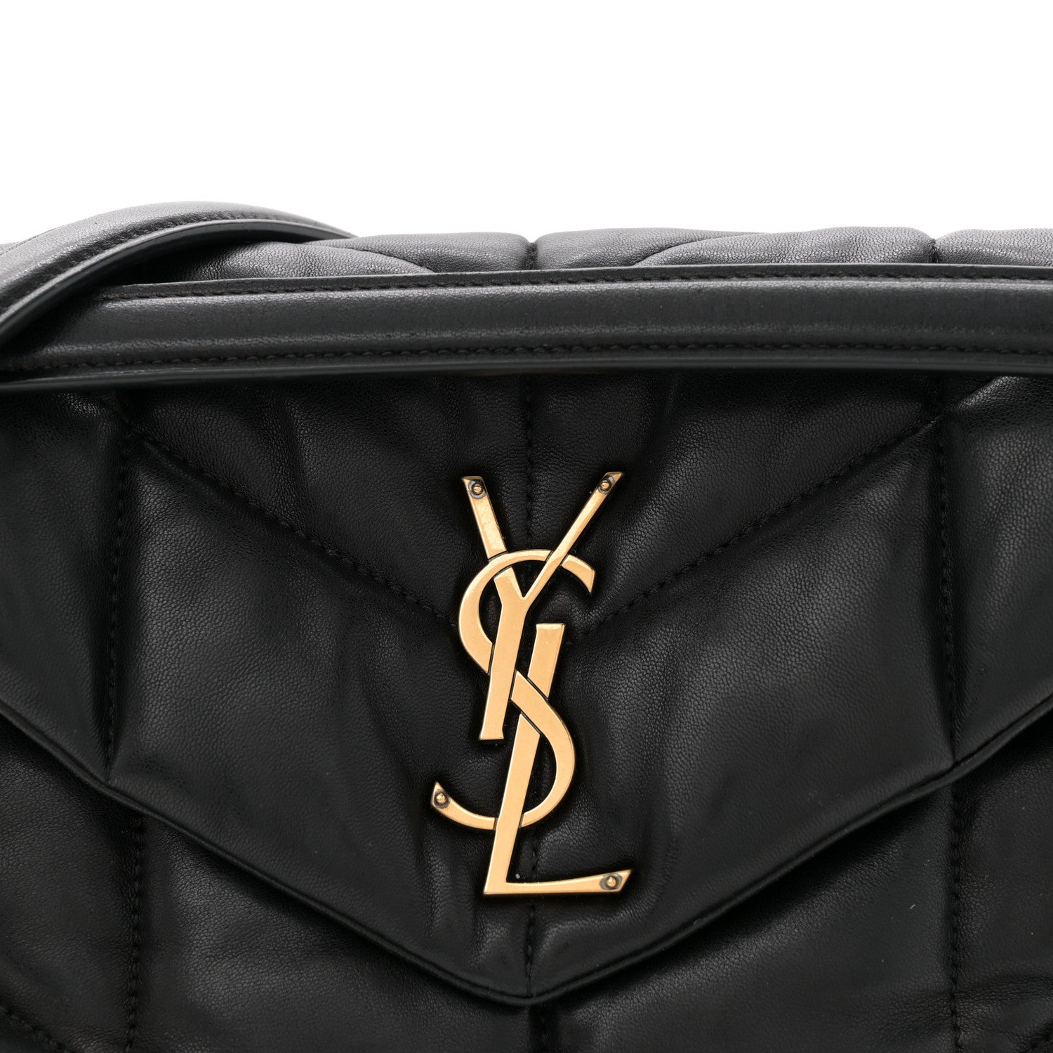 Saint Laurent Lambskin Quilted Small Loulou Puffer Monogram Chain Satchel Black 8 of 11