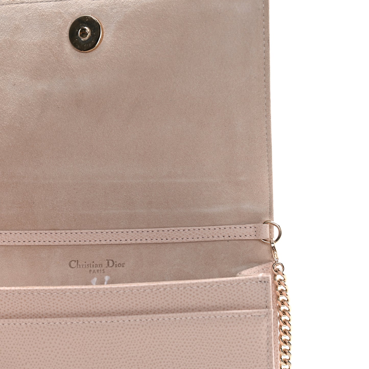 Grained Calfskin Diorama Wallet on Chain Pouch Nude